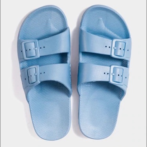 Freedom Moses Lagoon Blue Two-Strap Slide Sandals - Picture 1 of 8